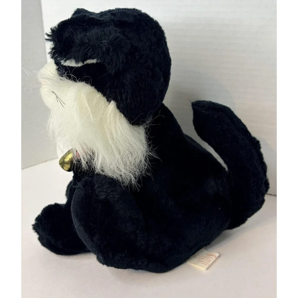 Vintage Radio Shack AM Radio Tuxedo Cat Plush Black White 1980s Retro Plush Toy